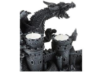 Statua portacandele gotica Dragon's Wrath, 18 pollici, poliresina, portacandele in poliresina di pietra grigia - Product Image 3