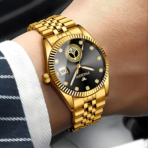 Reloj de Pulsera FNGEEN para Hombres Mayores, Dorado, de Cuarzo, con Manecillas Luminosas, Regalo para Padre - Product Image 2