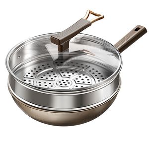 Escudo de titanio Antiadherente Cocina de inducción doméstica Wok Sartén de acero inoxidable Universal para todos los electrodomésticos de cocina - Product Image 1