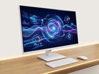 PC AIO para juegos con logotipo personalizado, pantalla giratoria de 24 pulgadas sin marco, elegante computadora de escritorio todo en uno blanca