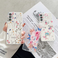 Étui de téléphone léger antichoc en TPU imprimé avec des motifs de fleurs et de papillons de 1,5 mm pour S23 Ultra et autres modèles