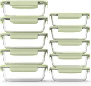 Venditore caldo 2021 ODM / OEM grandi contenitori di vetro per alimenti con coperchi di bloccaggio Bento Box contenitori di vetro per il pranzo