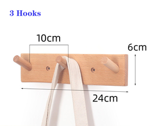 Usine <span class=keywords><strong>Spot</strong></span> rustique en bois de hêtre massif porte-manteau mural 3 à 6 crochets porte en bois de luxe cintres muraux - Product Image 3