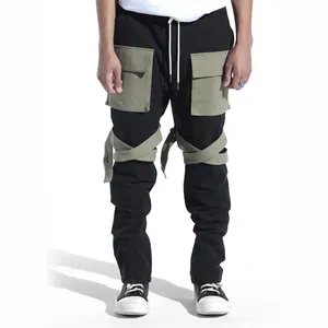 DiZNEW-Pantalones casuales de nailon con bolsillo y cremallera para hombre, calzas de carga con cordón personalizado a la moda