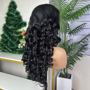 Perruque de style européen et américain, entièrement tissée à la main, <span class=keywords><strong>Shunfa</strong></span> double-tête 5*5, avec dentelle frontale, boucles souples et rebondissantes, pour usage quotidien - Product Image 3