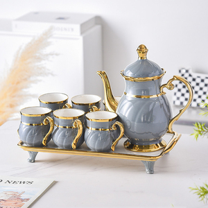 Juego de Tazas y Platos de Té de Porcelana Dorada Árabe con <span class=keywords><strong>Tetera</strong></span>, Tazas de Café de Cerámica Dorada y Bandeja para <span class=keywords><strong>Tetera</strong></span> - Product Image 6
