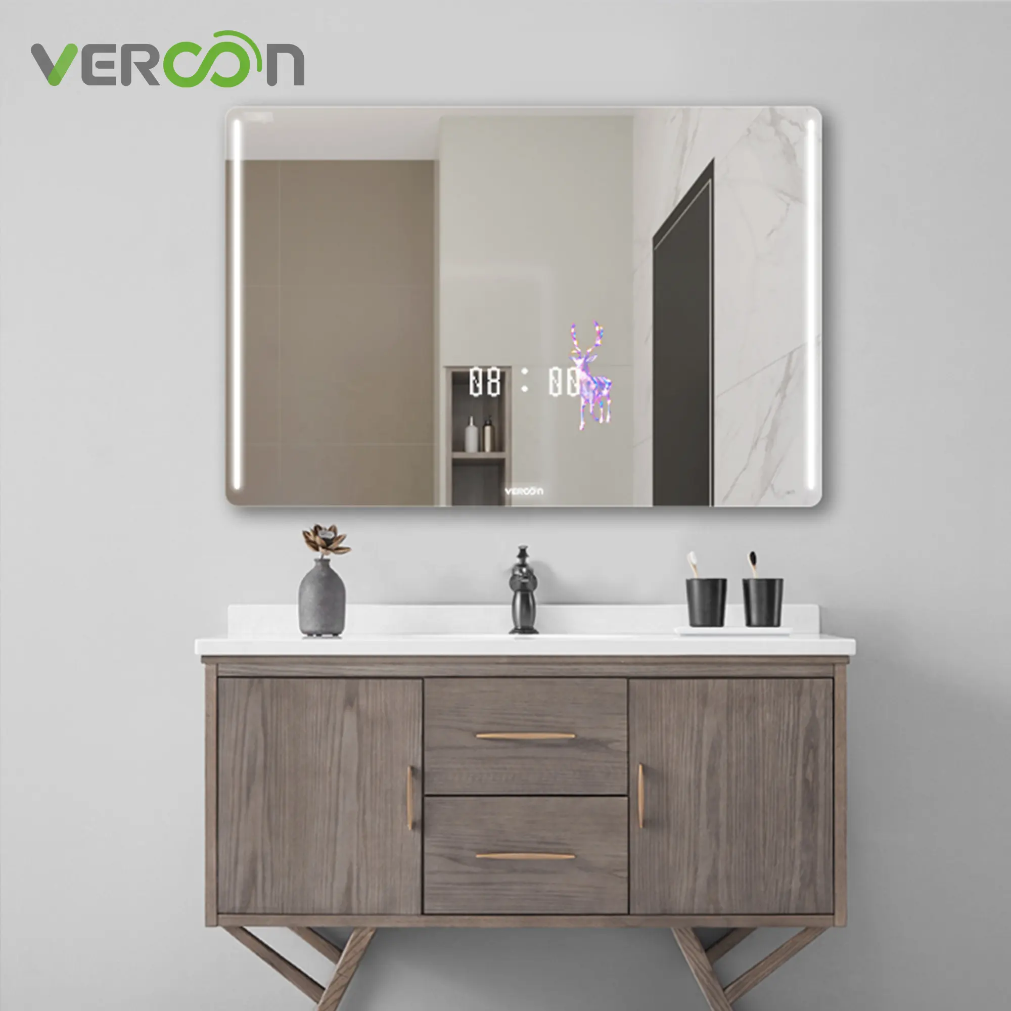 2024 LED Bathroom Mirror With Smart Touch Screen Android System Wifi Connection Suitable For Hotel Apartments Bathroom