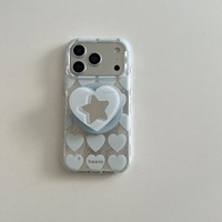 Coque de téléphone magnétique ZL120 rose et bleue en forme de cœur pour iPhone 17/16 Pro, étui support dessin animé pour iPhone 15/14 couleur unie