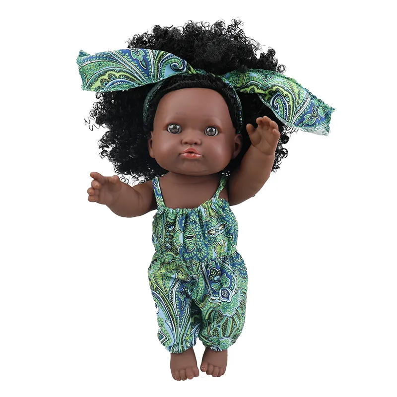 Tusalmo Vinyl Plastics 12inch Toys Black Doll African Fashion Black Dolls For Girl Kids