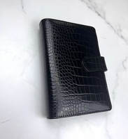 Carnet/Agenda Organiseur Rigide en Cuir PU Effet Crocodile avec Reliure Spirale, Couverture à Lignes/Grille, 80 Feuilles, Écriture Facile, Format Personnel 6