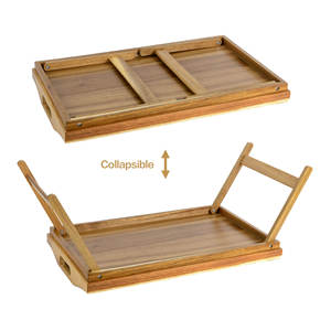 Plateaux de service pliables multifonctionnels en bois d'acacia naturel, très vendus, avec poignées latérales et pieds - Product Image 3