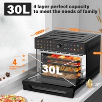 Nuevo Diseño 2026: Horno Freidora de Aire Inteligente Multifuncional de Acero Inoxidable 30L con Control Digital, Pantalla Táctil a Color y Ahorro de Energía, Fácil de Usar