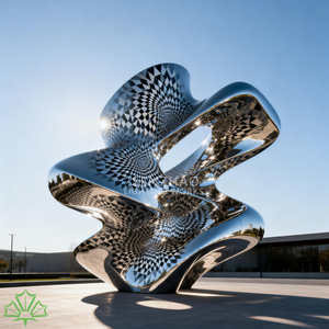 Sculpture d'art moderne en acier inoxydable poli, design soudé Senzhao - Product Image 2