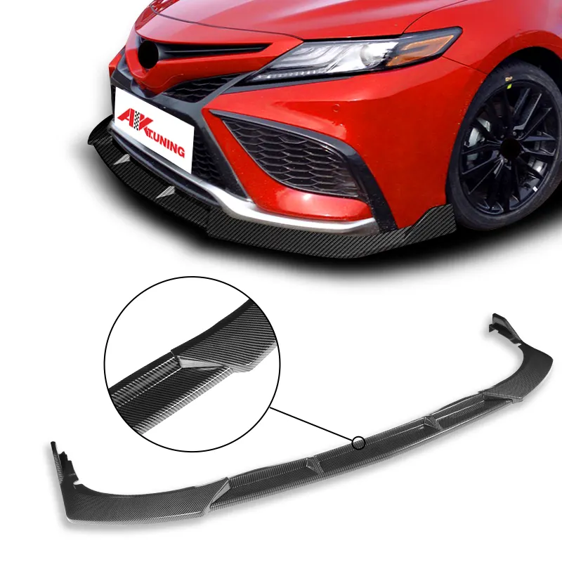 Toyota Camry ÖN TAMPON-2021 için ön 2023 spor boyalı siyah karbon Fiber bak ön dudak otomotiv parçaları