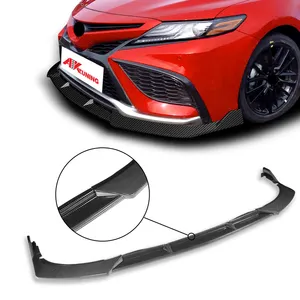 Labio de parachoques delantero para Toyota Camry 2021-2023, aspecto de fibra de carbono negro pintado deportivo, piezas automotrices de labio delantero