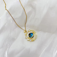 Nouveau collier élégant de style luxe Dream Planet Moon Starlight avec micro-incrustations de zircon cubique pour femmes, chaîne de collier polyvalente