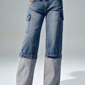 Nueva Llegada, Precio Bajo, Jeans Anchos Personalizados para Mujer, Jeans Urbanos 100% Algodón, Lavado Ácido, Estilo Cargo, Jeans Holgados - Product Image 2
