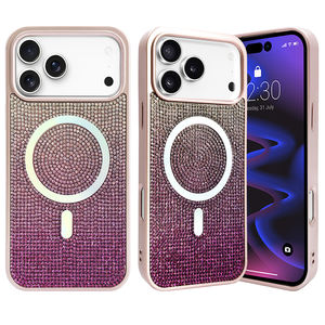 Funda de Teléfono de Lujo de TPU+PC para 17ProMax, Carcasa Trasera Brillante a Prueba de Golpes, Soporte de Anillo Magnético, Diseño de Diamantes Brillantes para Mujeres y Niñas - Product Image 3