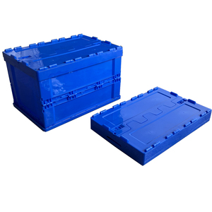 Foldable plastic tote bin plastic storage bin with cover