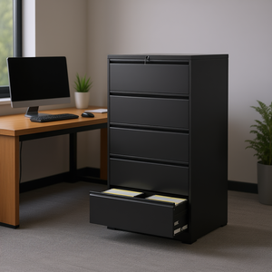 Archivador Lateral Metálico Negro de 5 Cajones con Cerradura para Oficina - Product Image 2