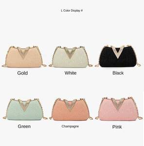 <span class=keywords><strong>Bolsos</strong></span> de Mano de Lujo para Mujer, con Asa de Anillo, Dorados, para Boda, con Pedrería Brillante, Cierre Magnético, Ligeros, Venta al por Mayor - Product Image 4