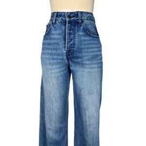 Jeans de mezclilla casuales para mujer, diseño personalizado de fábrica, lavados, de cintura alta, con pierna acampanada, pantalones largos - Product Image 4