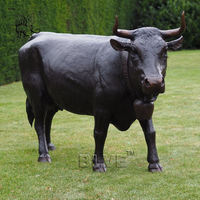 BLVE, decoración de jardín al aire libre, estilo europeo, tamaño real, figura de Animal de Metal, estatua de ganado de cobre, escultura de toro de bronce
