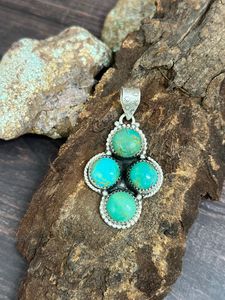 สร้อยคอเงินแท้ทำมือประดับด้วยพลอยคิงแมนเทอร์ควอยซ์ สไตล์สำหรับผู้หญิง - Product Image 4