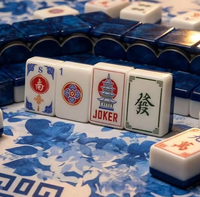 Mahjong américain de luxe moderne, 160 tuiles, pour 4 joueurs, bleu ciel, en acrylique, écologique, durable, résistant à l'eau, portable