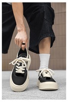 Chaussures en toile pour hommes, lacets, semelle blanche, baskets décontractées épaisses, chaussures tendance