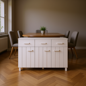 White Pinewood <b>Sideboard</b> With <b>Storage</b> Modern Design For Dining Room Furniture - Product Image 2