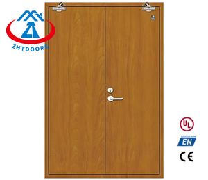 ZHTDOORS Fournisseur 30 Minutes simple feuille interne coupe-feu en bois <span class=keywords><strong>Double</strong></span> <span class=keywords><strong>porte</strong></span> d'entrée d'urgence Old Fashion EN Standard - Product Image 4
