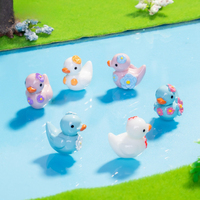 Figurines de canards en caoutchouc fleuris, ornements miniatures pour diorama et décoration de jardin féerique