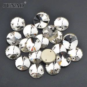 Jujijunao — Strass en verre cristal AB K9 à dos plat, pour couture sur les vêtements, avec 2 trous, 8 10 12 14mm