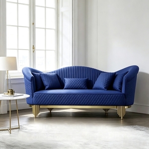 Juego de Sofás de Piel Sintética de Diseño Contemporáneo en Dos Tonos Beige y Naranja, con Reposabrazos Acolchados, Estructura Dorada, Impermeable y Ecológico - Product Image 6