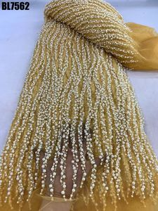 Supoo europeo abito da sposa reale pesante ricamo fatto a mano con perline in pizzo da sposa tessuto rosa Nude con perline con paillettes francesi - Product Image 3