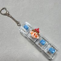 Kawaii 4 Keys Assorted 3D Character Keycap Mechanical Switch Clicker Clear Base Stress Relief Keyboard Fidget Keychain Toy