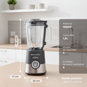 Licuadora Grunkel de 1000W con Jarra de 1.5L y 6 Cuchillas, Función Chef Mix para Smoothies y Jugos - Product Image 2