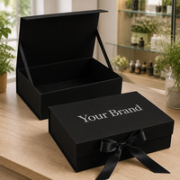 Boîte cadeau de luxe avec ruban et nœud, logo personnalisé en estampage argenté, emballage rigide pour produits de soin de la peau, cosmétiques, parfums, produits de beauté