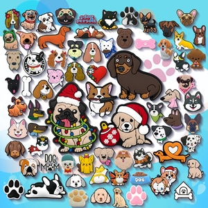 Breloques personnalisables de chaussures en PVC Charme de chien en caoutchouc de <span class=keywords><strong>dessin</strong></span> animé personnalisé pour sabot chaussures en vrac décorations de créateur en gros - Product Image 1