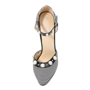 Moda kadınlar için topuklu 2023 zarif <span class=keywords><strong>6</strong></span> inç sivri burun topuklu inci topuklu kayış baskı pompaları gelin ayakkabıları düğün için pompaları - Product Image 3