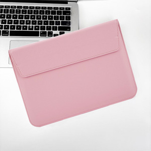 Custom Luxury Slim Lightweight Work Soft Sided Black PU Leather Laptop Sleeve Briefcase with Polyester Lining - Product Image 3