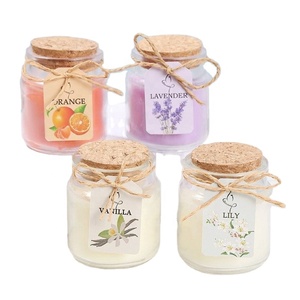 China Wholesale Bulk Canada Customised Unusual Clear Glass Candle Jars With Cork <b>Lids</b> - Product Image 1