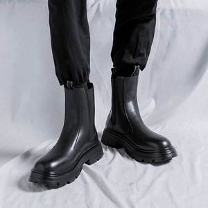 Botas de Cuero para Hombre, Moda 2026, Estilo Retro Coreano, Botas de Cuero de Caña Alta para Jóvenes - Product Image 3