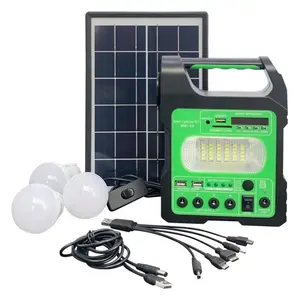 6W 7500Mah电池便携式太阳能家用动力太阳能系统，用于家庭照明和带MP3播放器的电话充电