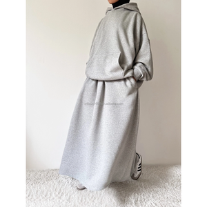 OEM High Quality 2-Piece Set For Muslim Women Casual Loose Fit Sweat + Skirt Full Cover Oversized Relaxed Fit Autumn Season - Product Image 2