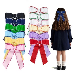 Jepit Rambut Buatan Tangan Khusus untuk Anak Perempuan, Aksesoris Grosir Pabrik dengan Ekor Panjang dan Pinggiran Jahitan Bulan, Terbuat dari Poliester Grosgrain - Product Image 1