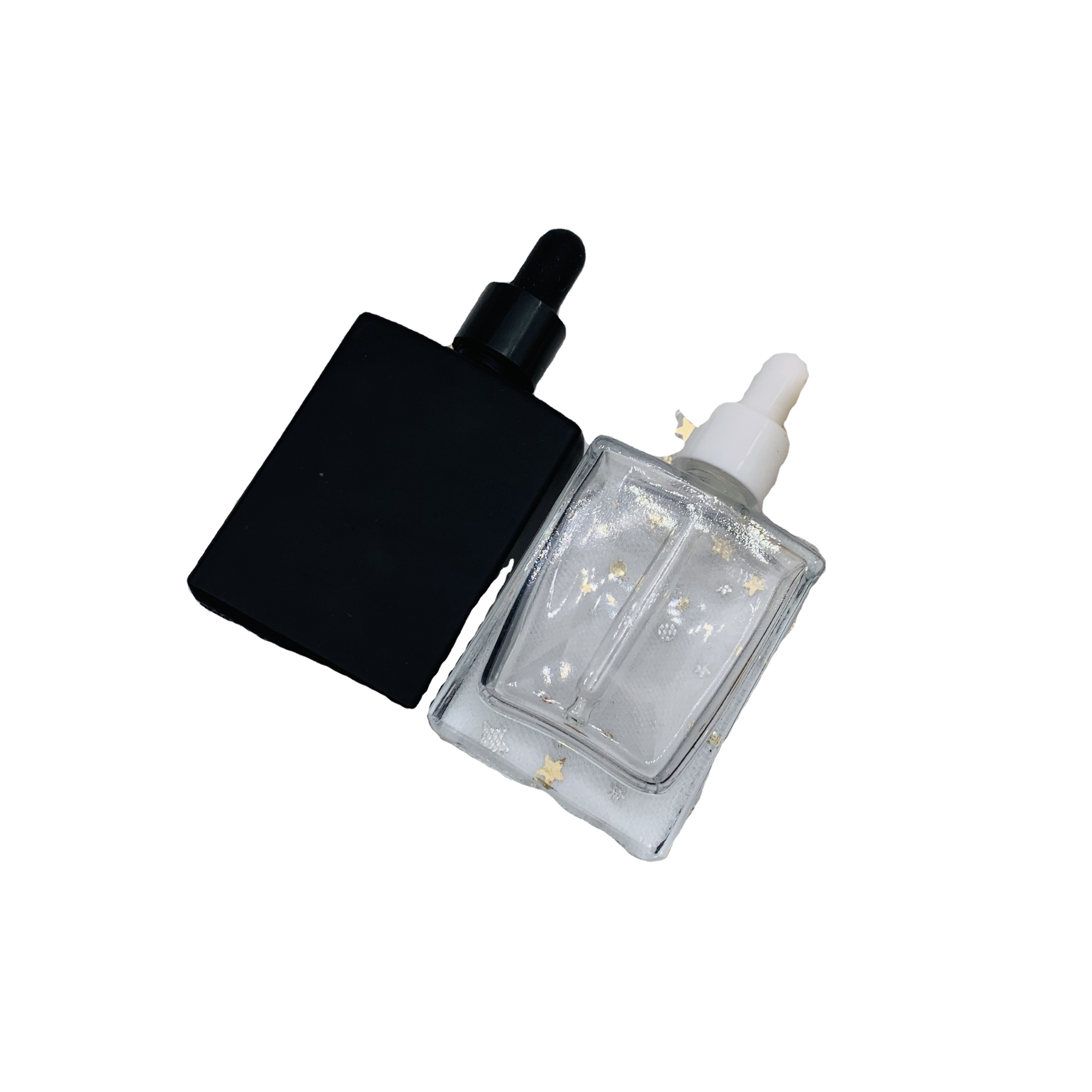 Оптовая продажа, бесплатный образец, стеклянная Квадратная бутылка-капельница 30 мл, 50 мл, 100 мл с пипеткой