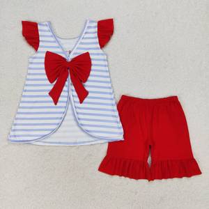 Nuova vendita calda estiva <span class=keywords><strong>abbigliamento</strong></span> per bambine in magazzino pronto per la spedizione per feste con fratelli e sorelle July 4 ° ricamo abiti coordinati - Product Image 4