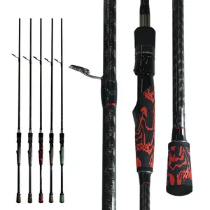 OEM/ODM 1.98m High Carbon Spinning Squid Fishing Rod Carbon Cloth Handle 2 Sections Fishing Rod For Sale